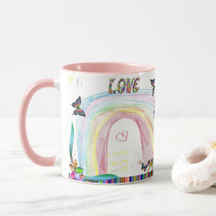 Caneca Arco-Criança Arco-Íris Desenho borboleta céu Impre