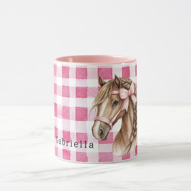 Caneca Arco de Cavalo com Listras Rosa (Centro)