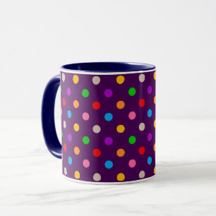 Caneca Arco-íris Colorido de Bolinhas Roxas