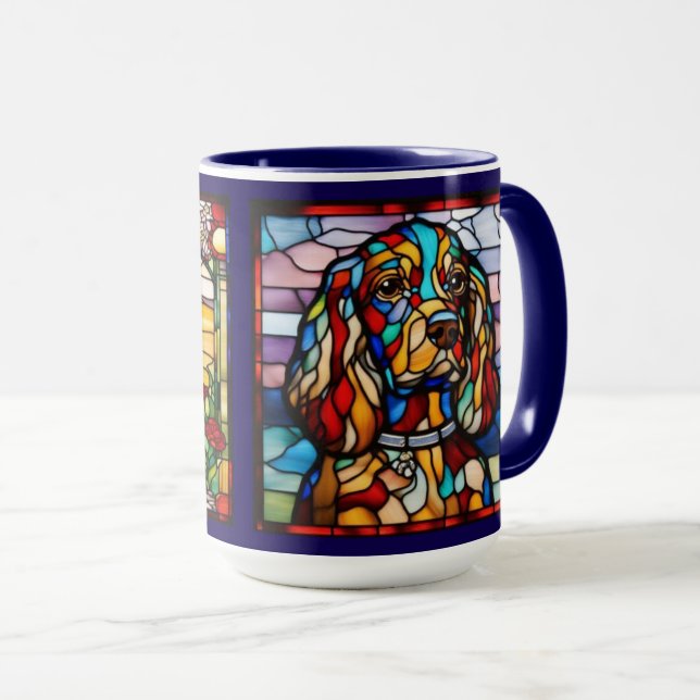 Caneca Arco-Íris de Cocker Spaniel Fofa (Frente Esquerda)