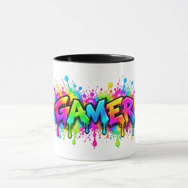 Caneca Arco-Íris de Jogos Graffiti Colorida para J (Centro)