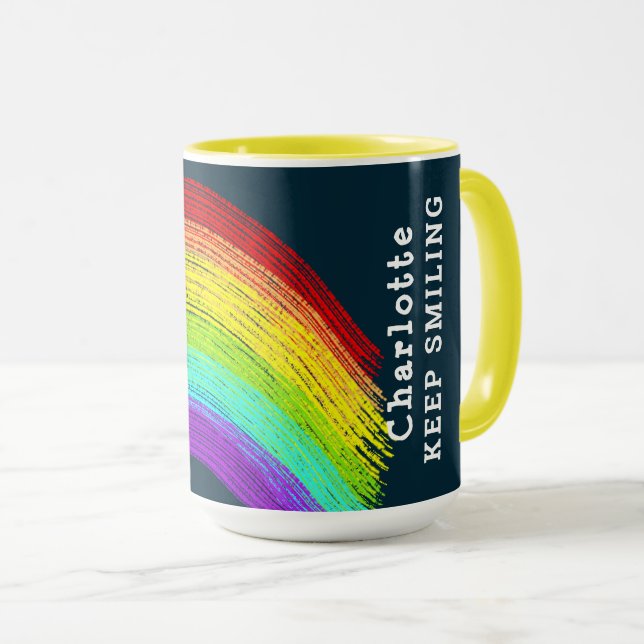 Caneca Arco-Íris Mantenha Sorriso Personalizado (Frente Esquerda)