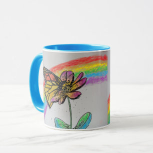 Caneca Arco-Íris Monarca Borboleta Azul