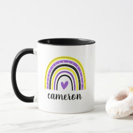 Caneca Arco-Íris Não Binário Personalizado