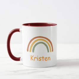 Caneca Arco-íris Neutro Adicione um Nome Personalizado Ót