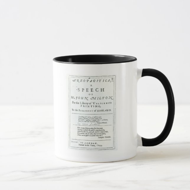Caneca Areopagitica um discurso de John Milton (Direita)