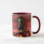 Caneca ARES CYBORG PORTRAIT Red Science Fiction Sci-Fi<br><div class="desc">Retrato de personagem ciborgue com reflexões incríveis em cromo metálico sob o céu vermelho do nosso Filme 3D Hyperion World . ARES:Cyborg da Hyperion,  um quadro de animação.Baldesign3d (c)</div>