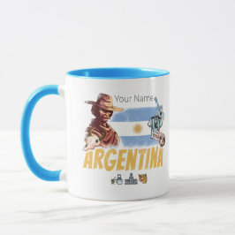 Caneca Argentina vintage gaúcho com bola de futebol de ba
