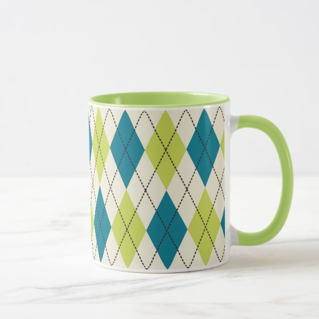 Caneca Argyle azul e verde (Direita)