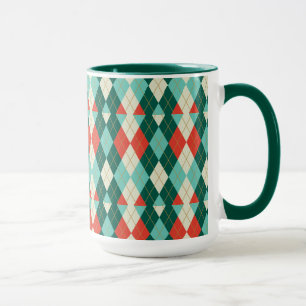 Caneca Argyle de Natal - Mug de Estilo Retroativo