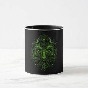 Caneca Áries Carneiro do Zodíaco Verde Neon - Astrológico