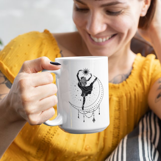 Caneca Aries Dancing Girl 15oz Black Rim Mug (Criador carregado)