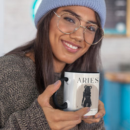 Caneca Áries Feminino Marrom Preto Zodíaco 15 oz