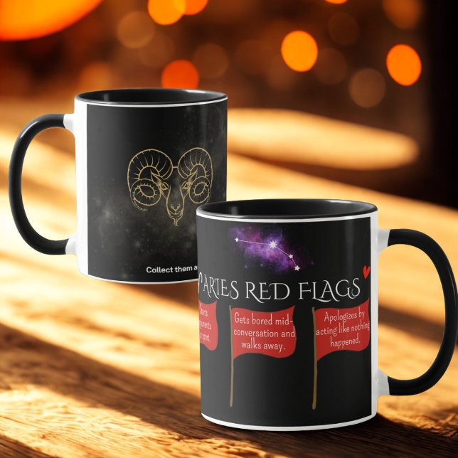 Caneca Aries Red Flagy Astrology Mug | Zodiac Gift Engraç (Criador carregado)