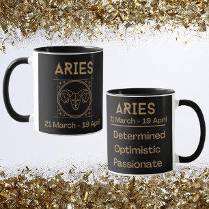 Caneca Aries Sinal Zodiac com Símbolo e Traços