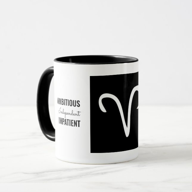 Caneca Aries Sinal Zodíaco Mug 🖤 (Personalizado) (Frente Esquerda)