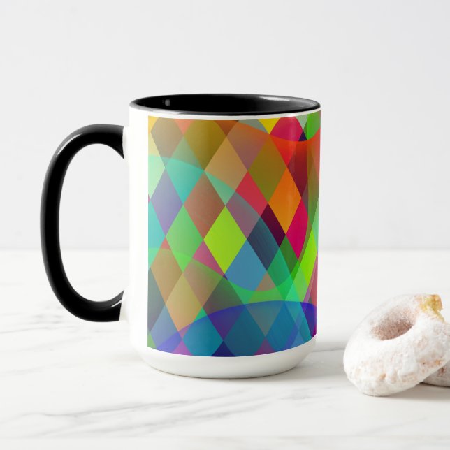 Caneca Arlequim-arco-íris com fumaça colorida (Com Donut)