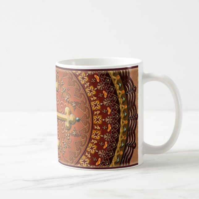 Caneca arménia da cruz N da mandala (Direita)