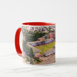 Caneca Arquitetura do Estádio de Wrexham Arte em Aquarela