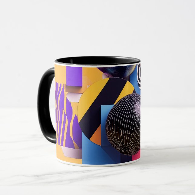 Caneca Arranjo abstrato com esferas coloridas (Frente Esquerda)