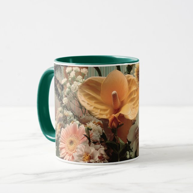 Caneca Arranjo Floral de Antúrio e Flores Tropicais (Frente Esquerda)