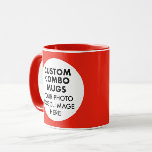 Caneca Arredondado Quadro 2 x Logotipo de Foto Vermelho C