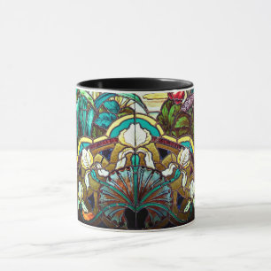 Caneca Artº de nouveau vidro corado floral