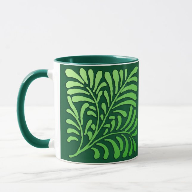 Caneca Art Deco Fern Standard - tons verdes (Esquerda)
