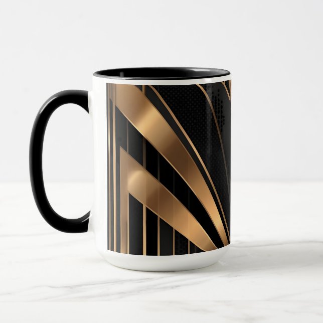 Caneca Art Deco Gold Sunburst Luxury Geometry (Esquerda)