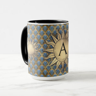 Caneca Art Deco Ouro Sun & Inicial