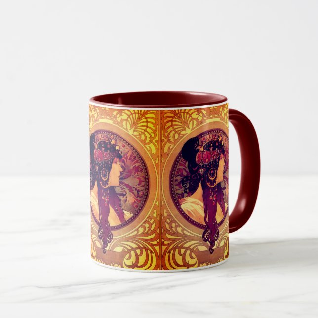 Caneca Art nouveau Alphonse Mucha Donna elegante (Frente Esquerda)