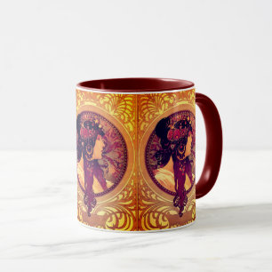 Caneca Art nouveau Alphonse Mucha Donna mulher elegante