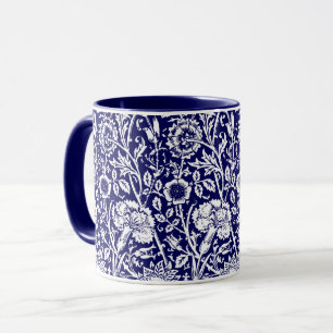 Caneca Art Nouveau Carnação Damask, Marinho e Branco
