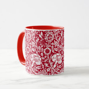 Caneca Art Nouveau Carnação Damask, Red and White