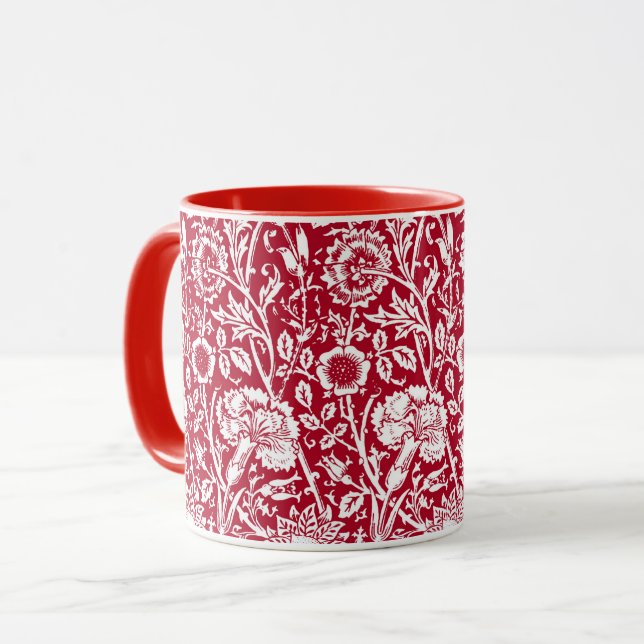 Caneca Art Nouveau Carnação Damask, Red and White (Frente Esquerda)