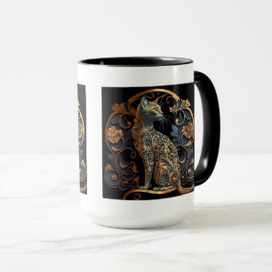 Caneca Art Nouveau Cat Combo Mug, 15 oz