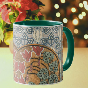 Caneca Art nouveau Cyclamen floral Eugene Grasset elegant