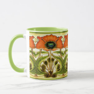 CANECA ART NOUVEAU ESSIBILIZOU A MASSA VERMELHA VERDE VER