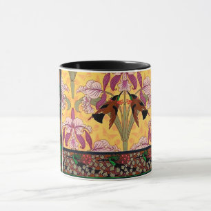 Caneca Art nouveau hummingbird e modelo de azulejo