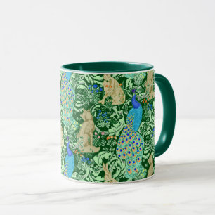 Caneca Art Nouveau Peacock Impressão, Cobalt Azul e Verde