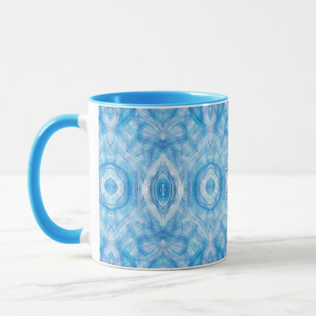 Caneca Arte Abstrata Aquarela Azul Claro Fé (Esquerda)