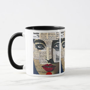 Caneca Arte Abstrata Arte de Texto Digital do Rosto de