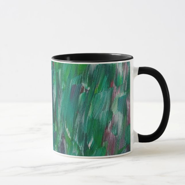 Caneca Arte Abstrata Colorida Verde Vermelho Branco Escon (Direita)