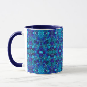 Caneca Arte Abstrata de Tinta Alcoólica Azul Oceânico