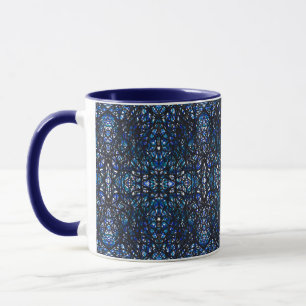 Caneca Arte Abstrata de Tinta Nanquim Azul Preto Trapacei