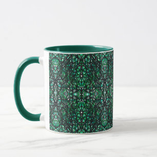Caneca Arte Abstrata de Tinta Nanquim Verde Preto Trapace