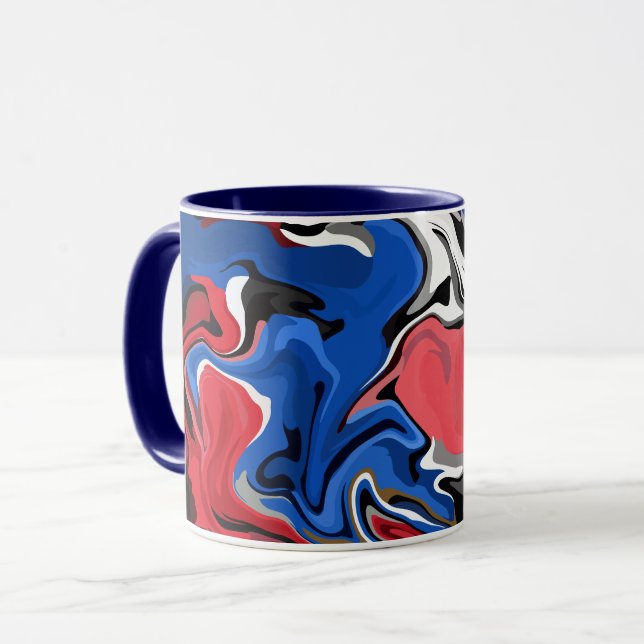 Caneca Arte abstrata dinâmica com cores ousadas (Frente Esquerda)
