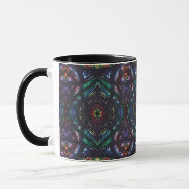 Caneca Arte Abstrata em Aquarela Arco-Íris Sombrio (Esquerda)