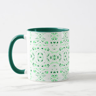 Caneca Arte Abstrata em Gouache Verde Branco Firebrand