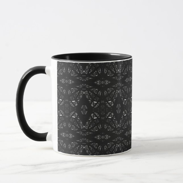 Caneca Arte Abstrata em Guache Preto e Branco Espectroscó (Esquerda)